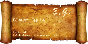 Blayer Gyula névjegykártya